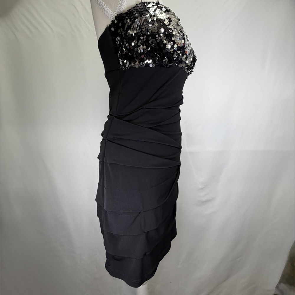 City Triangles Black Sequin Formal Dress Prom Wedding Evening Medium Jr. - Picture 2 of 5